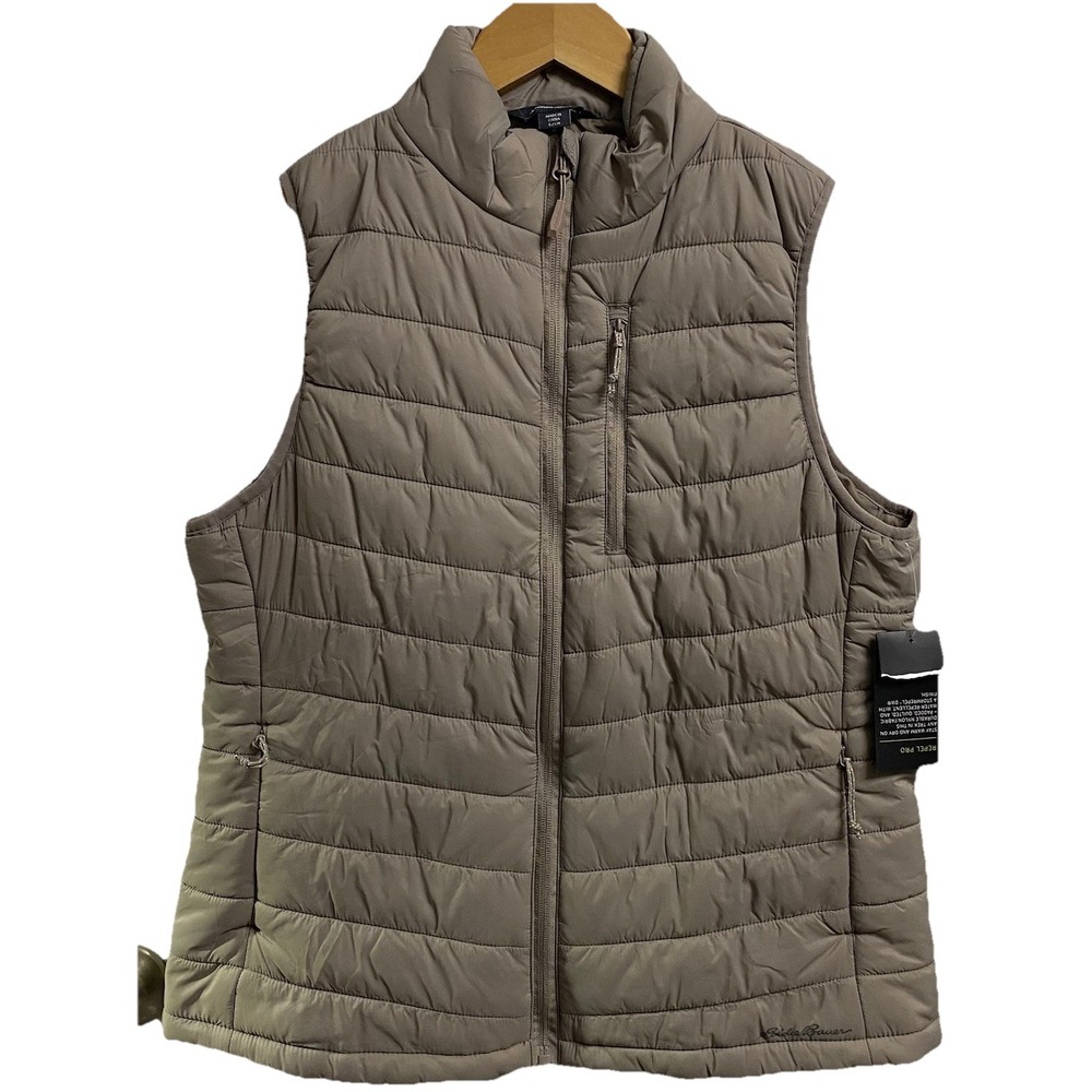Eddie Bauer Women's Repel Pro Alpine Vest Quilted Puffer Full Zip Tan NWT Sz S